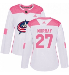 Womens Adidas Columbus Blue Jackets 27 Ryan Murray Authentic WhitePink Fashion NHL Jersey 
