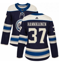 Womens Adidas Columbus Blue Jackets 37 Markus Hannikainen Authentic Navy Blue Alternate NHL Jersey 