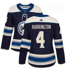 Womens Adidas Columbus Blue Jackets 4 Scott Harrington Authentic Navy Blue Alternate NHL Jersey 