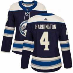 Womens Adidas Columbus Blue Jackets 4 Scott Harrington Authentic Navy Blue Alternate NHL Jersey 