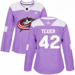 Womens Adidas Columbus Blue Jackets 42 Alexandre Texier Authentic Purple Fights Cancer Practice NHL Jersey 
