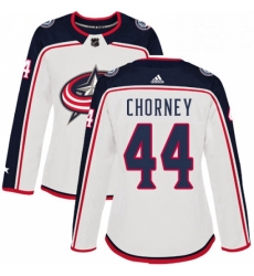 Womens Adidas Columbus Blue Jackets 44 Taylor Chorney Authentic White Away NHL Jersey 