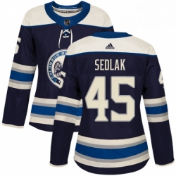 Womens Adidas Columbus Blue Jackets 45 Lukas Sedlak Authentic Navy Blue Alternate NHL Jersey 