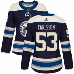 Womens Adidas Columbus Blue Jackets 53 Gabriel Carlsson Authentic Navy Blue Alternate NHL Jersey 