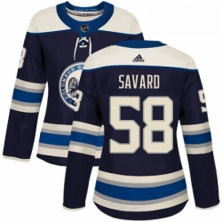 Womens Adidas Columbus Blue Jackets 58 David Savard Authentic Navy Blue Alternate NHL Jersey 