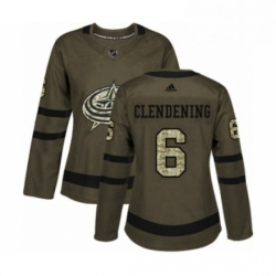 Womens Adidas Columbus Blue Jackets 6 Adam Clendening Authentic Green Salute to Service NHL Jersey 