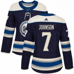 Womens Adidas Columbus Blue Jackets 7 Jack Johnson Authentic Navy Blue Alternate NHL Jersey 