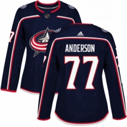 Womens Adidas Columbus Blue Jackets 77 Josh Anderson Authentic Navy Blue Home NHL Jersey 