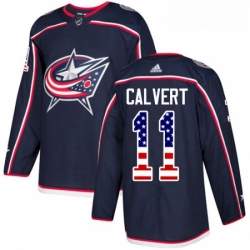 Youth Adidas Columbus Blue Jackets 11 Matt Calvert Authentic Navy Blue USA Flag Fashion NHL Jersey 