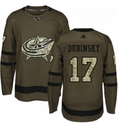 Youth Adidas Columbus Blue Jackets 17 Brandon Dubinsky Authentic Green Salute to Service NHL Jersey 