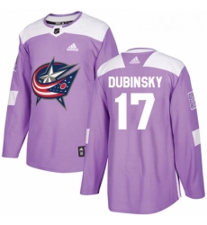 Youth Adidas Columbus Blue Jackets 17 Brandon Dubinsky Authentic Purple Fights Cancer Practice NHL Jersey 