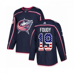 Youth Adidas Columbus Blue Jackets 19 Liam Foudy Authentic Navy Blue USA Flag Fashion NHL Jersey 
