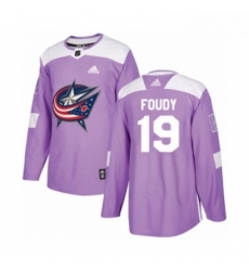 Youth Adidas Columbus Blue Jackets 19 Liam Foudy Authentic Purple Fights Cancer Practice NHL Jersey 