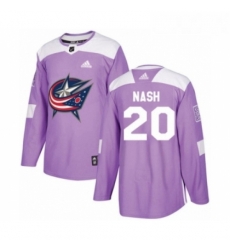 Youth Adidas Columbus Blue Jackets 20 Riley Nash Authentic Purple Fights Cancer Practice NHL Jersey 