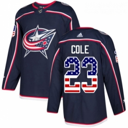 Youth Adidas Columbus Blue Jackets 23 Ian Cole Authentic Navy Blue USA Flag Fashion NHL Jersey 