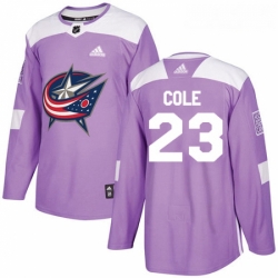 Youth Adidas Columbus Blue Jackets 23 Ian Cole Authentic Purple Fights Cancer Practice NHL Jersey 