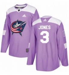 Youth Adidas Columbus Blue Jackets 3 Seth Jones Authentic Purple Fights Cancer Practice NHL Jersey 