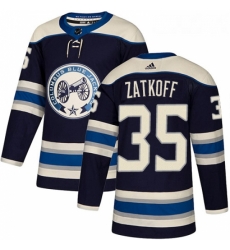 Youth Adidas Columbus Blue Jackets 35 Jeff Zatkoff Authentic Navy Blue Alternate NHL Jerse