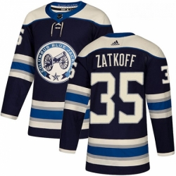 Youth Adidas Columbus Blue Jackets 35 Jeff Zatkoff Authentic Navy Blue Alternate NHL Jerse