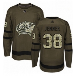Youth Adidas Columbus Blue Jackets 38 Boone Jenner Authentic Green Salute to Service NHL Jersey 