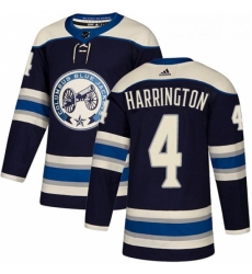 Youth Adidas Columbus Blue Jackets 4 Scott Harrington Authentic Navy Blue Alternate NHL Jersey 