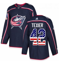Youth Adidas Columbus Blue Jackets 42 Alexandre Texier Authentic Navy Blue USA Flag Fashion NHL Jersey 