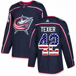 Youth Adidas Columbus Blue Jackets 42 Alexandre Texier Authentic Navy Blue USA Flag Fashion NHL Jersey 