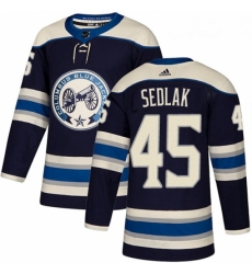 Youth Adidas Columbus Blue Jackets 45 Lukas Sedlak Authentic Navy Blue Alternate NHL Jersey 