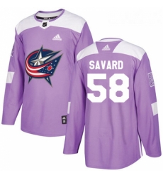 Youth Adidas Columbus Blue Jackets 58 David Savard Authentic Purple Fights Cancer Practice NHL Jersey 