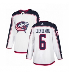 Youth Adidas Columbus Blue Jackets 6 Adam Clendening Authentic White Away NHL Jersey 
