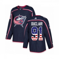 Youth Adidas Columbus Blue Jackets 91 Anthony Duclair Authentic Navy Blue USA Flag Fashion NHL Jersey 