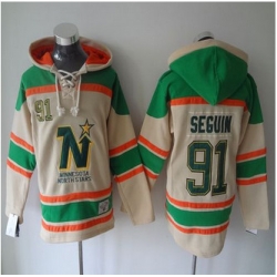 Dallas Stars #91 Tyler Seguin Cream Sawyer Hooded Sweatshirt Stitched NHL Jersey