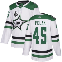 Men Adidas Dallas Stars 45 Roman Polak White Road Authentic 2020 Stanley Cup Final Stitched NHL Jersey