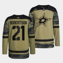 Men Dallas Stars 21 Jason Robertson 2022 Camo Military Appreciation Night Stitched jersey