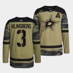 Men Dallas Stars 3 John Klingberg 2022 Camo Military Appreciation Night Stitched jersey