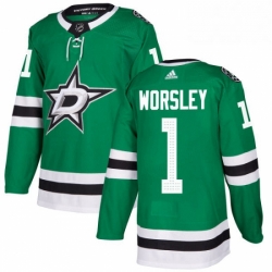 Mens Adidas Dallas Stars 1 Gump Worsley Premier Green Home NHL Jersey 