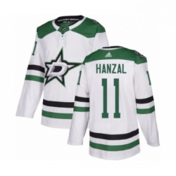 Mens Adidas Dallas Stars 11 Martin Hanzal Authentic White Away NHL Jersey 