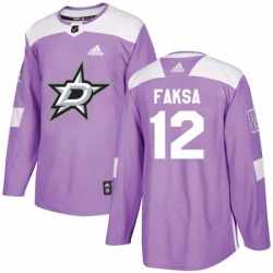 Mens Adidas Dallas Stars 12 Radek Faksa Authentic Purple Fights Cancer Practice NHL Jersey 