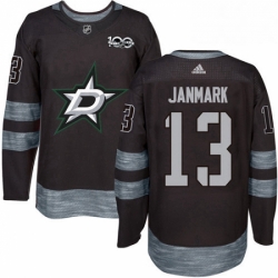 Mens Adidas Dallas Stars 13 Mattias Janmark Authentic Black 1917 2017 100th Anniversary NHL Jersey 