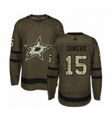 Mens Adidas Dallas Stars 15 Blake Comeau Authentic Green Salute to Service NHL Jersey 