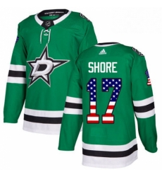 Mens Adidas Dallas Stars 17 Devin Shore Authentic Green USA Flag Fashion NHL Jersey 