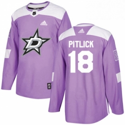 Mens Adidas Dallas Stars 18 Tyler Pitlick Authentic Purple Fights Cancer Practice NHL Jersey 