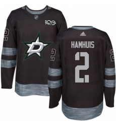 Mens Adidas Dallas Stars 2 Dan Hamhuis Authentic Black 1917 2017 100th Anniversary NHL Jersey 
