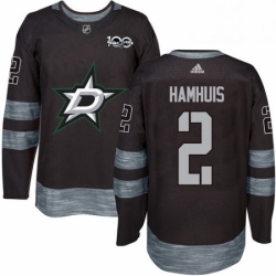 Mens Adidas Dallas Stars 2 Dan Hamhuis Authentic Black 1917 2017 100th Anniversary NHL Jersey 