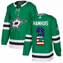 Mens Adidas Dallas Stars 2 Dan Hamhuis Authentic Green USA Flag Fashion NHL Jersey 