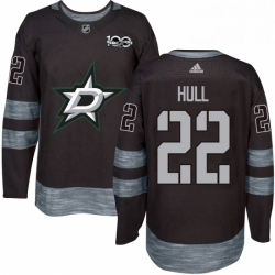 Mens Adidas Dallas Stars 22 Brett Hull Authentic Black 1917 2017 100th Anniversary NHL Jersey 