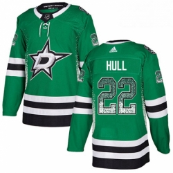 Mens Adidas Dallas Stars 22 Brett Hull Authentic Green Drift Fashion NHL Jersey 