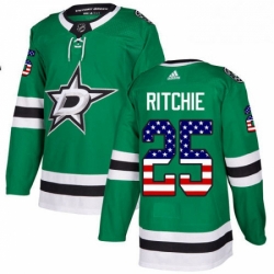 Mens Adidas Dallas Stars 25 Brett Ritchie Authentic Green USA Flag Fashion NHL Jersey 