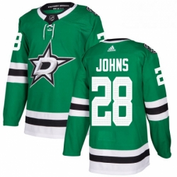 Mens Adidas Dallas Stars 28 Stephen Johns Authentic Green Home NHL Jersey 