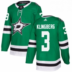 Mens Adidas Dallas Stars 3 John Klingberg Authentic Green Home NHL Jersey 